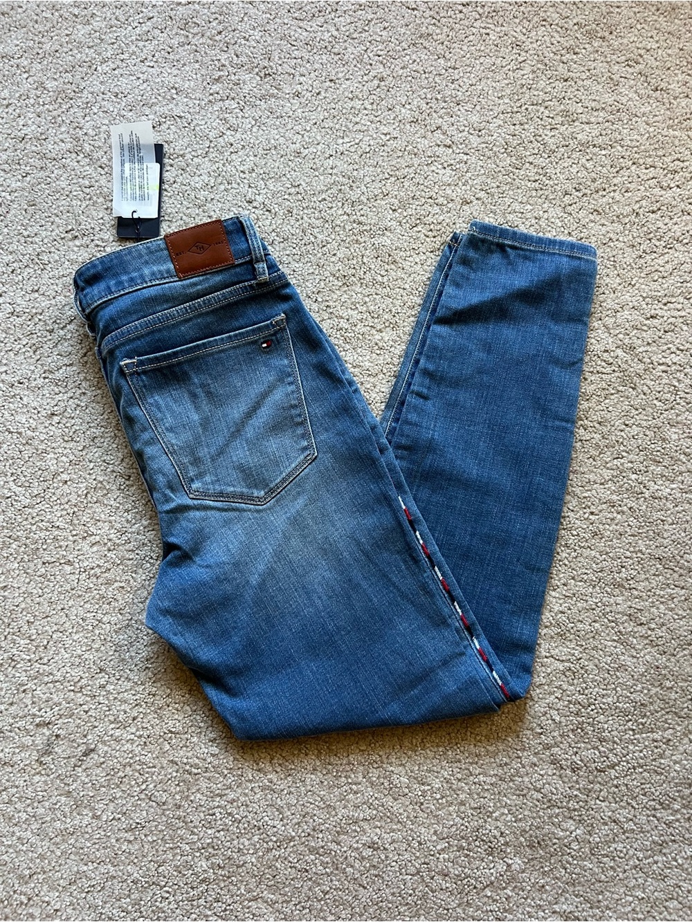 Tommy Hilfiger Women's Blue Skinny Jeans with Signature Trim